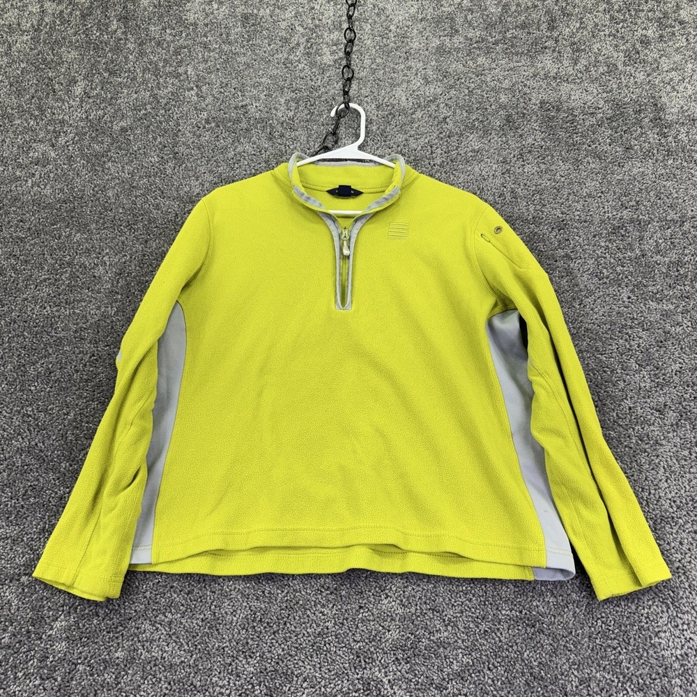 Lands' End Sweatshirt Kids L 14-16 Green Fleece 1/4 Zip Mock Neck Logo Pullover
